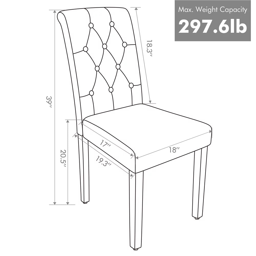 Faux Leather Dining Chairs with Wood Legs Set of 6 Gray B6317