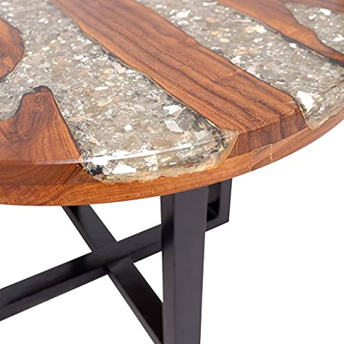 Teak Resin Round Coffee Table 23.6" B869316