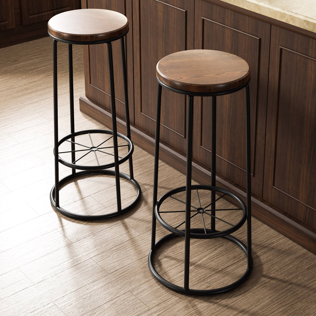 Rustic Metal Barstools Set of 2 H709