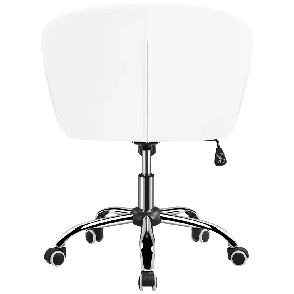 White Swivel Rolling Desk Chair with Armrests J449