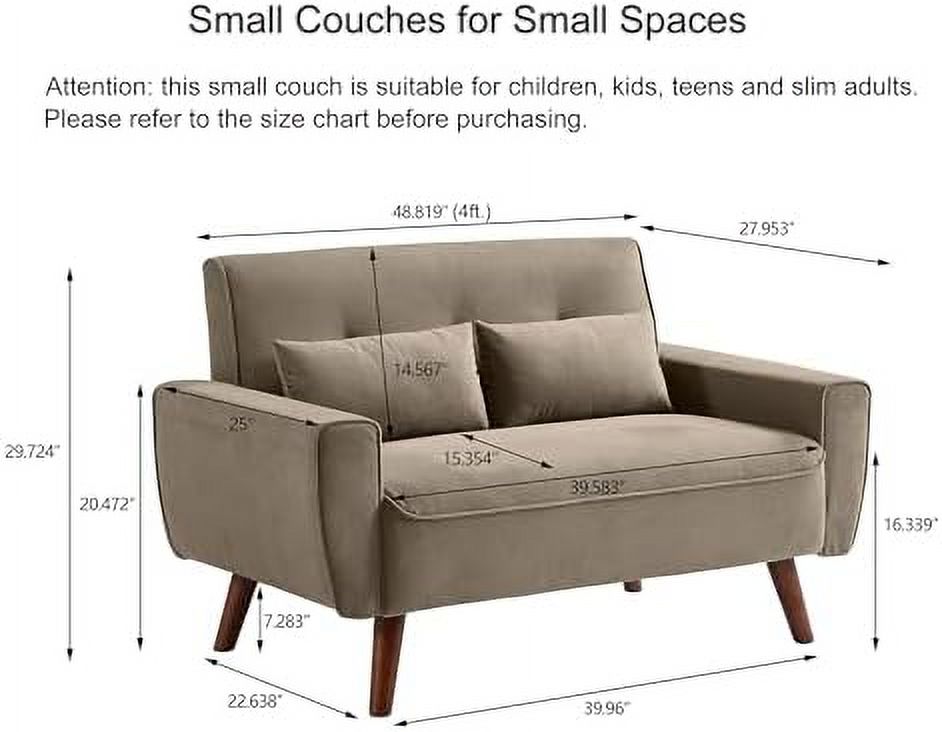 48" Linen Loveseat Sofa with Throw Pillows Q8377