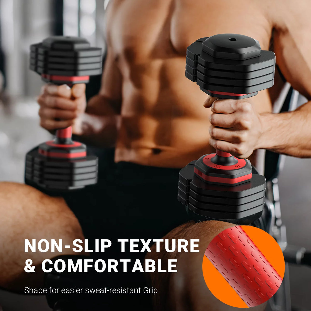 50lb 5 in 1 Adjustable Dumbbells Set of 2 with Rack L337588