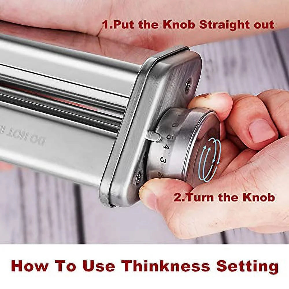 Pasta Attachment for KitchenAid Stand Mixer, Pasta Sheet Roller, Spaghetti Cutter and Fettuccine Cutter Pasta Maker Stainless Steel Accessories 3Pcs K360