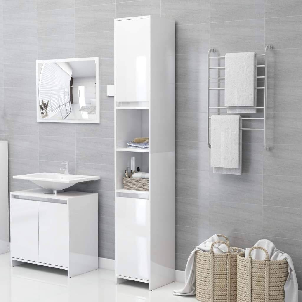 High Gloss White Chipboard Bathroom Cabinet O13338