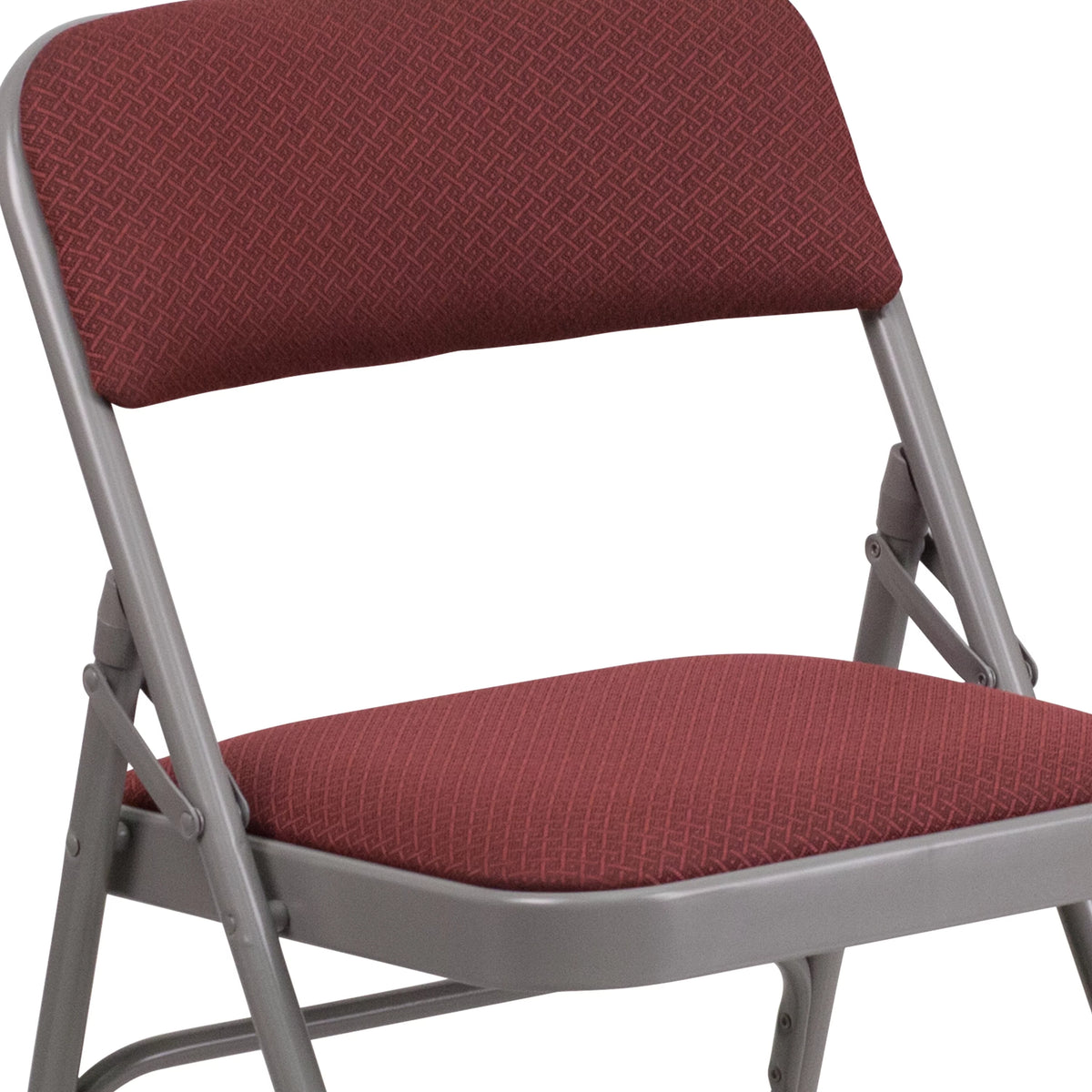 Burgundy Patterned Fabric Metal Folding Chair M594