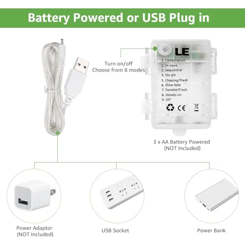 Battery Operated USB Plug in 10 x 10 ft 300 LED String Lights C50876