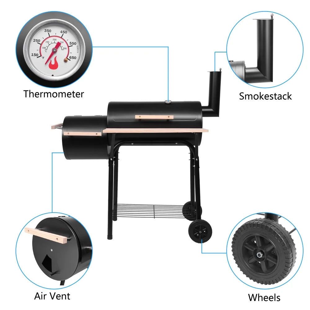 Portable Charcoal Grill and Offset Smoker B67773