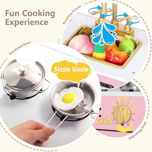 Wooden Kids Play Kitchen Set with Blackboard D60437