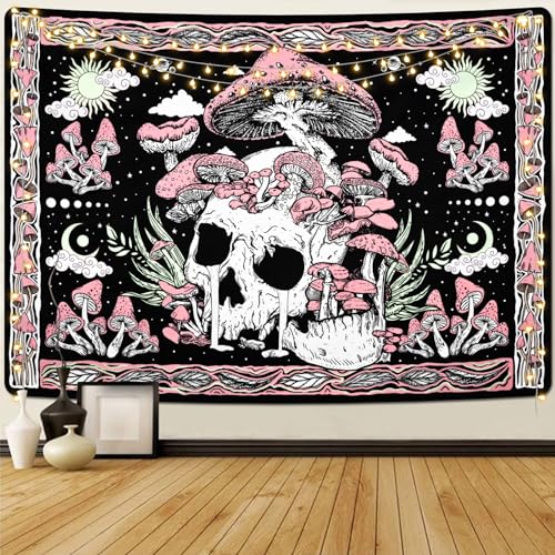 Purple Mushroom Skull Wall Tapestry H8055