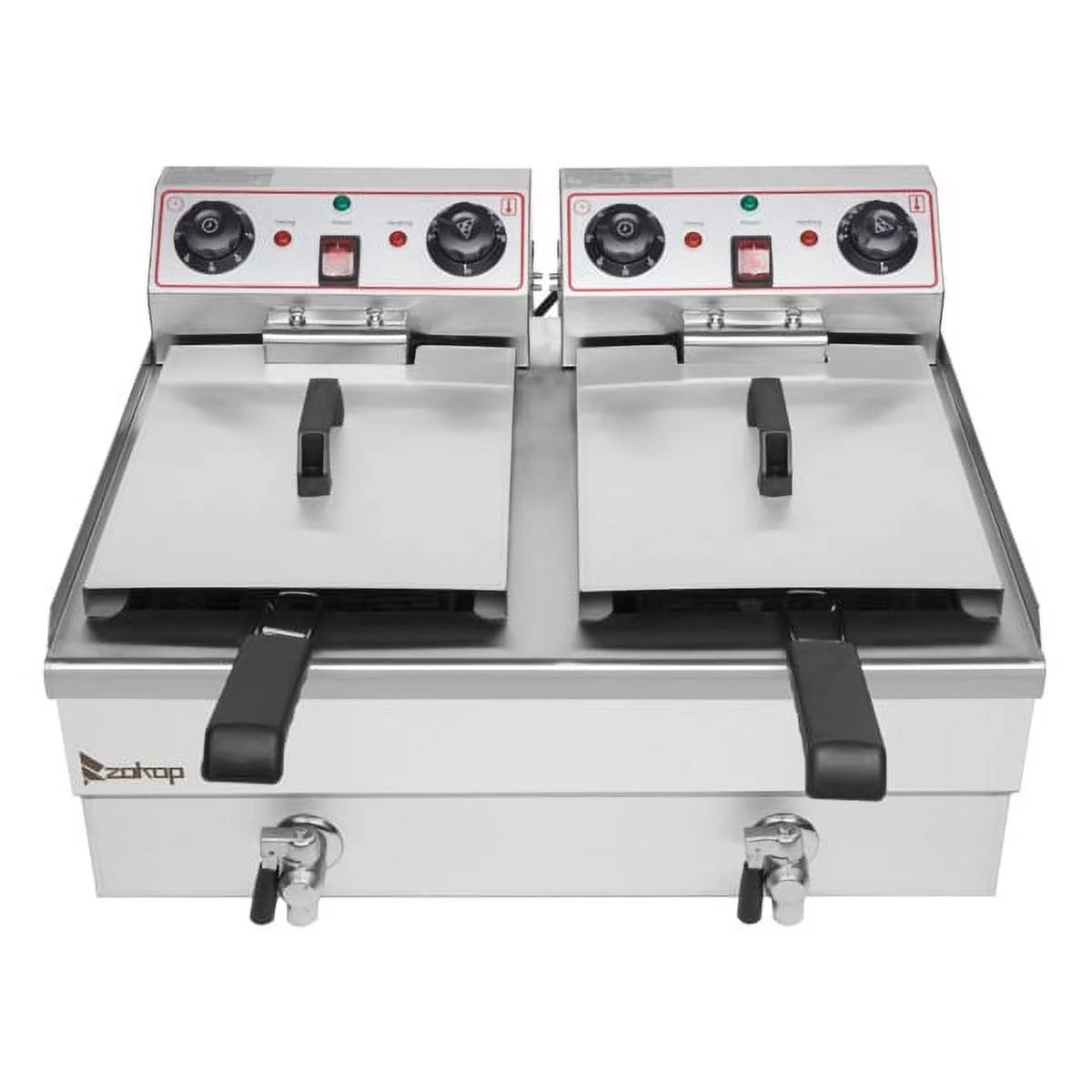Double Tank Deep Fryer 16L Stainless Steel 3400W S6819