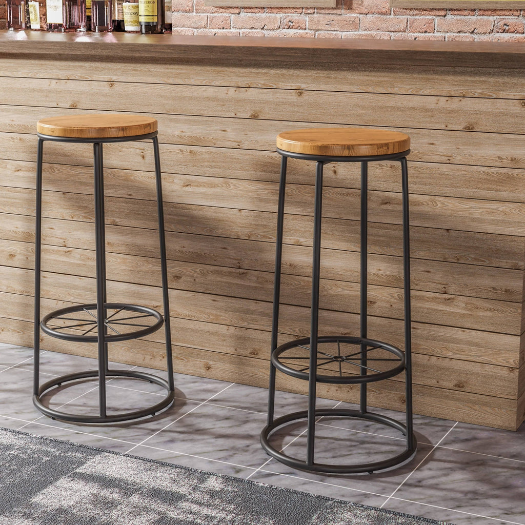 Rustic Metal Barstools Set of 2 H709