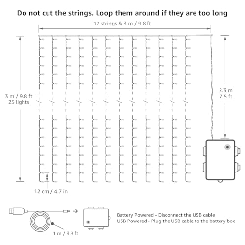 Battery Operated USB Plug in 10 x 10 ft 300 LED String Lights C50876