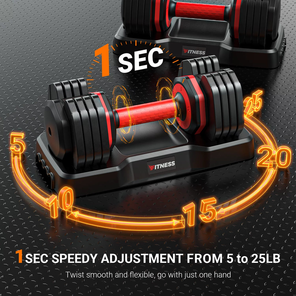 50lb 5 in 1 Adjustable Dumbbells Set of 2 with Rack L337588