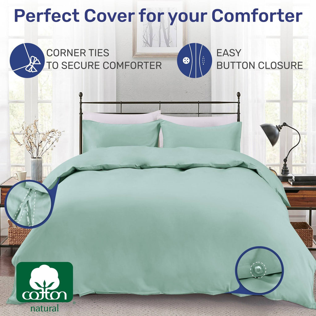 Indigo Navy Blue 100% Sateen Cotton Duvet Cover Set Queen/Full L239