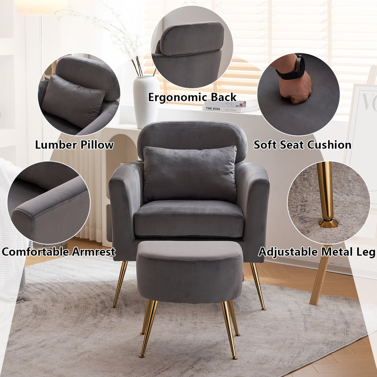 Dark Gray Flannelette Single Chair V961