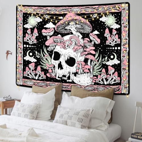 Purple Mushroom Skull Wall Tapestry H8055