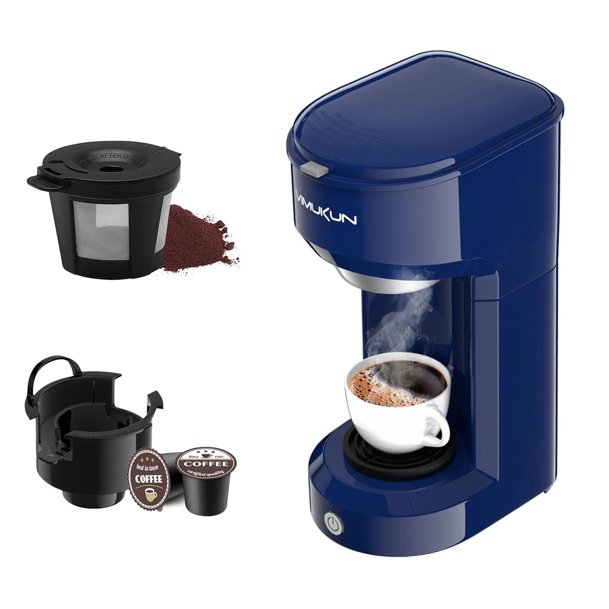 Single Serve Coffee Maker with 6 to 14oz Reservoir, Light Grey E2280