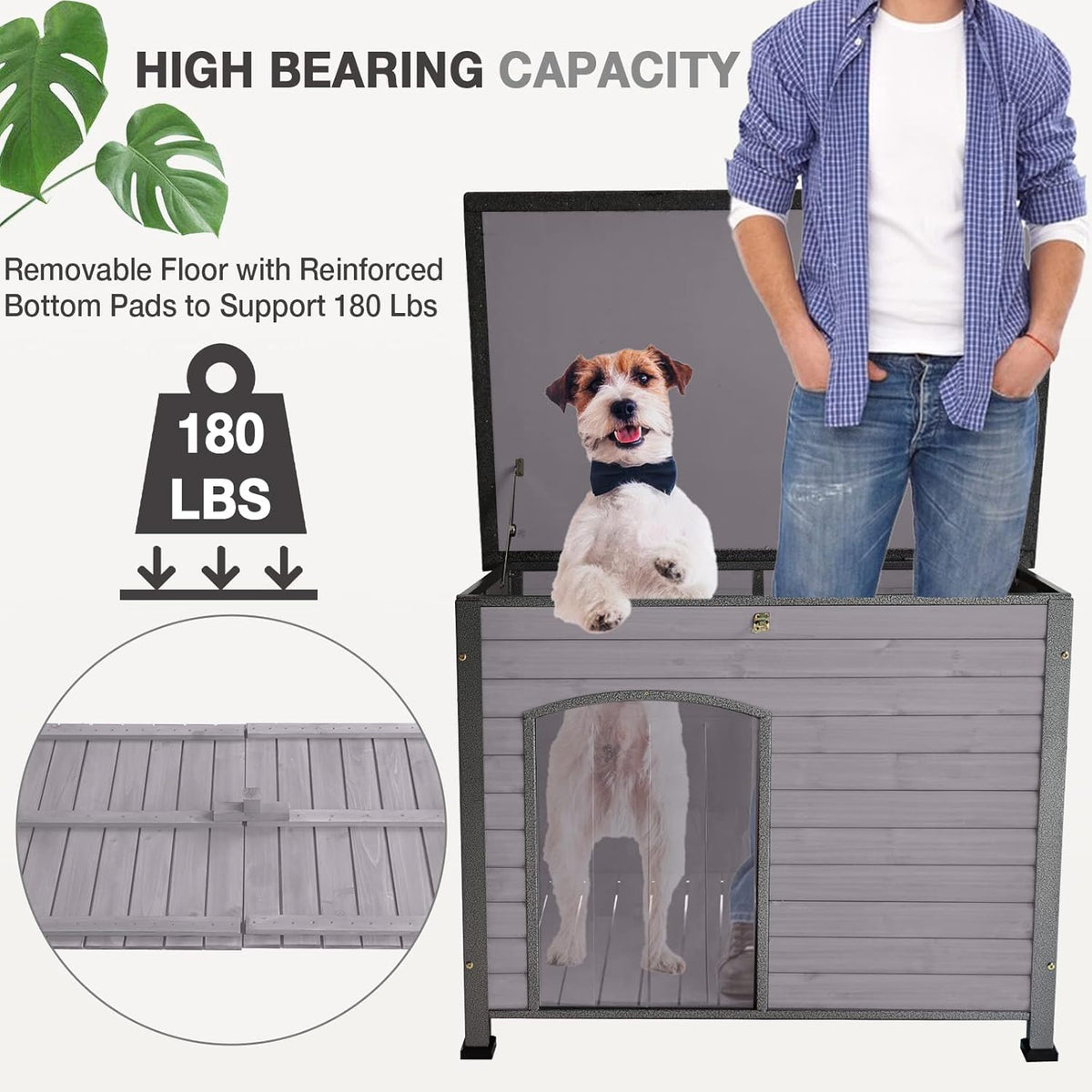 Natural Wood Waterproof Insulated Dog House D527452