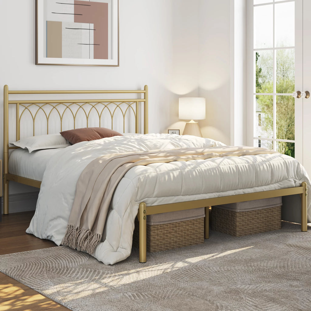 Queen Black Metal Bed Frame with Headboard Z62435
