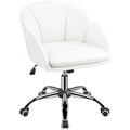 White Swivel Rolling Desk Chair with Armrests J449