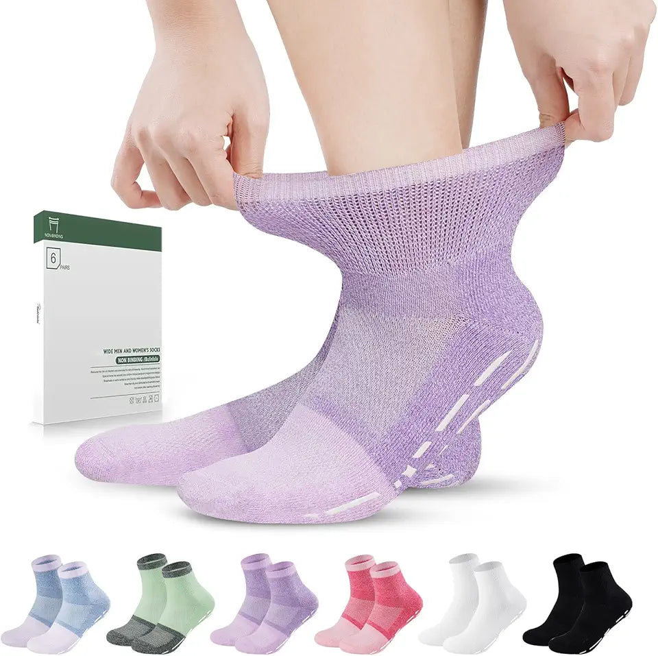 Bamboo Viscose Diabetic Socks with Grippers 6 Pairs Z38658