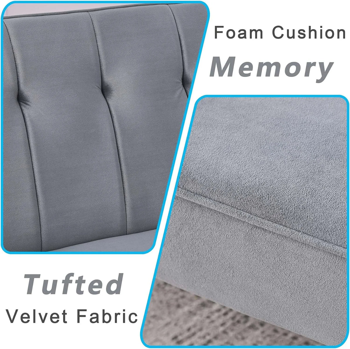 Grey Velvet Convertible Folding Sofa Bed O93044