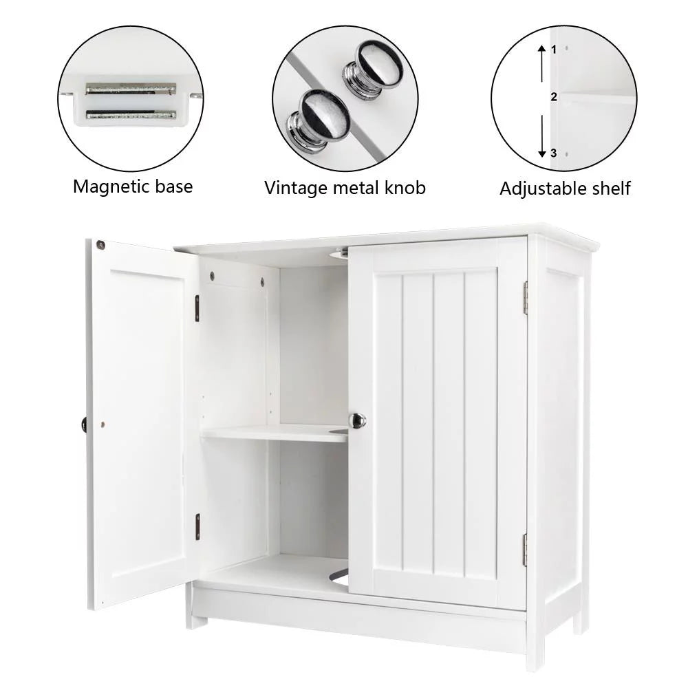 White Bathroom Vanity Cabinet with Adjustable Shelf R676160