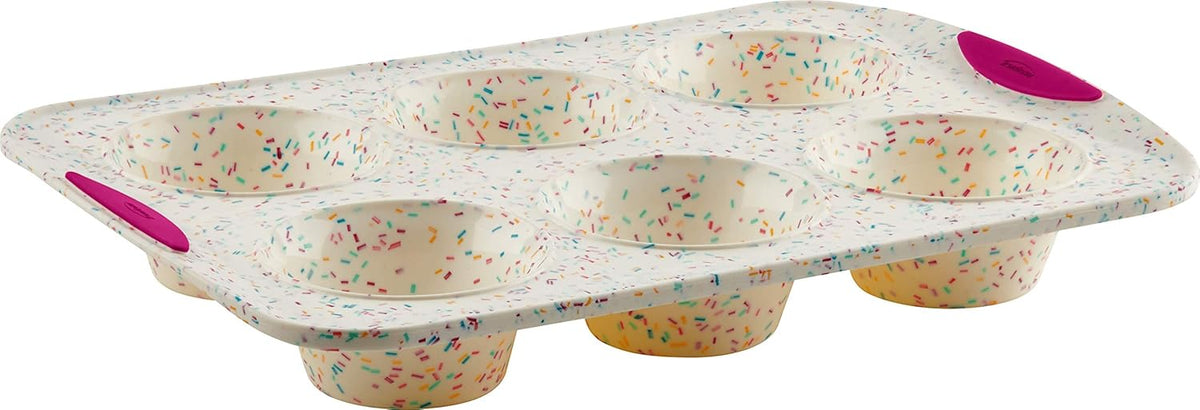 White Confetti 6 Cup Jumbo Muffin Pan Silicone Bakeware M503