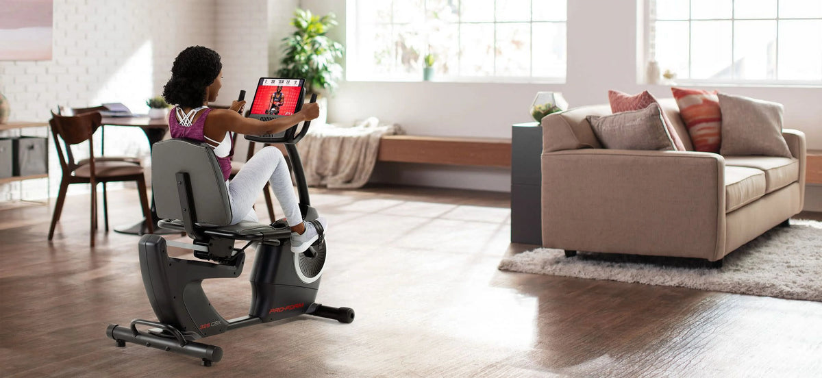 Recumbent Exercise Bike with Display, Tablet Holder, and Fan C345
