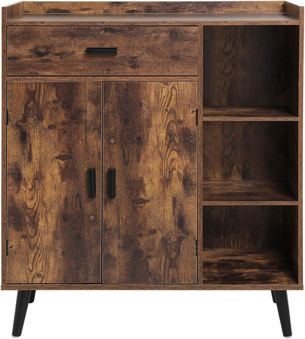 Rustic Brown Mid Century Storage Cabinet with 1 Drawer 2 Doors 3 Shelves S54437