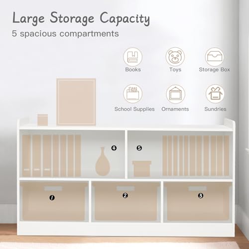 Wooden 2 Shelf 5-Section Toy Storage Organizer K676