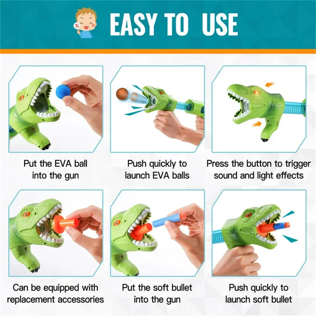Dinosaur Shooting Game Toy with 2pk Foam Ball Popper Air Guns & 30 Foam Balls Z69187