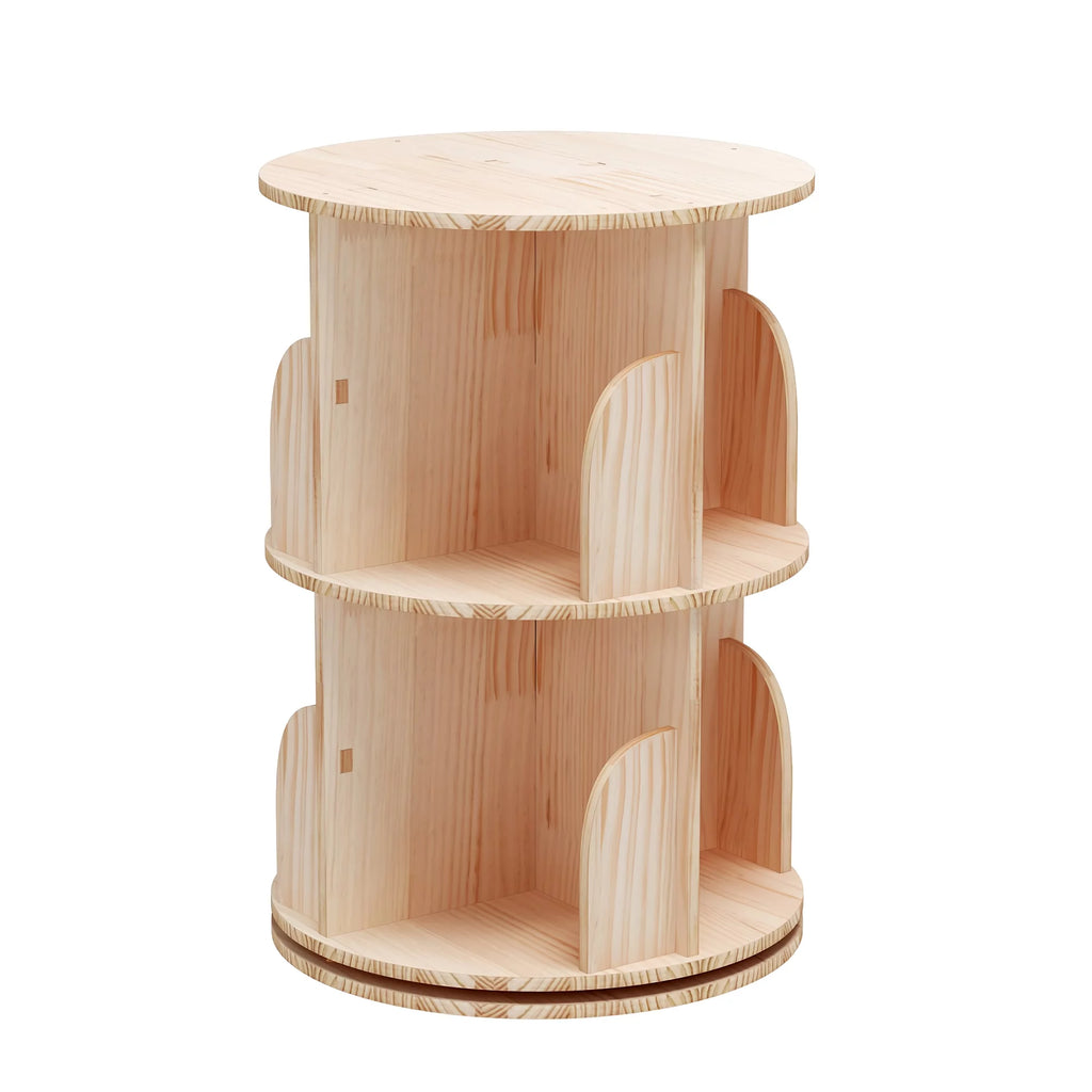 2 Tier Rotating Solid Wood Bookshelf I74949