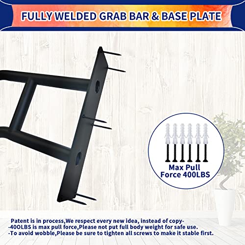 Outdoor Handrail Wall Mount, Polished White Finished Grab Bars, 28.7" Length Iron Pipe I615869