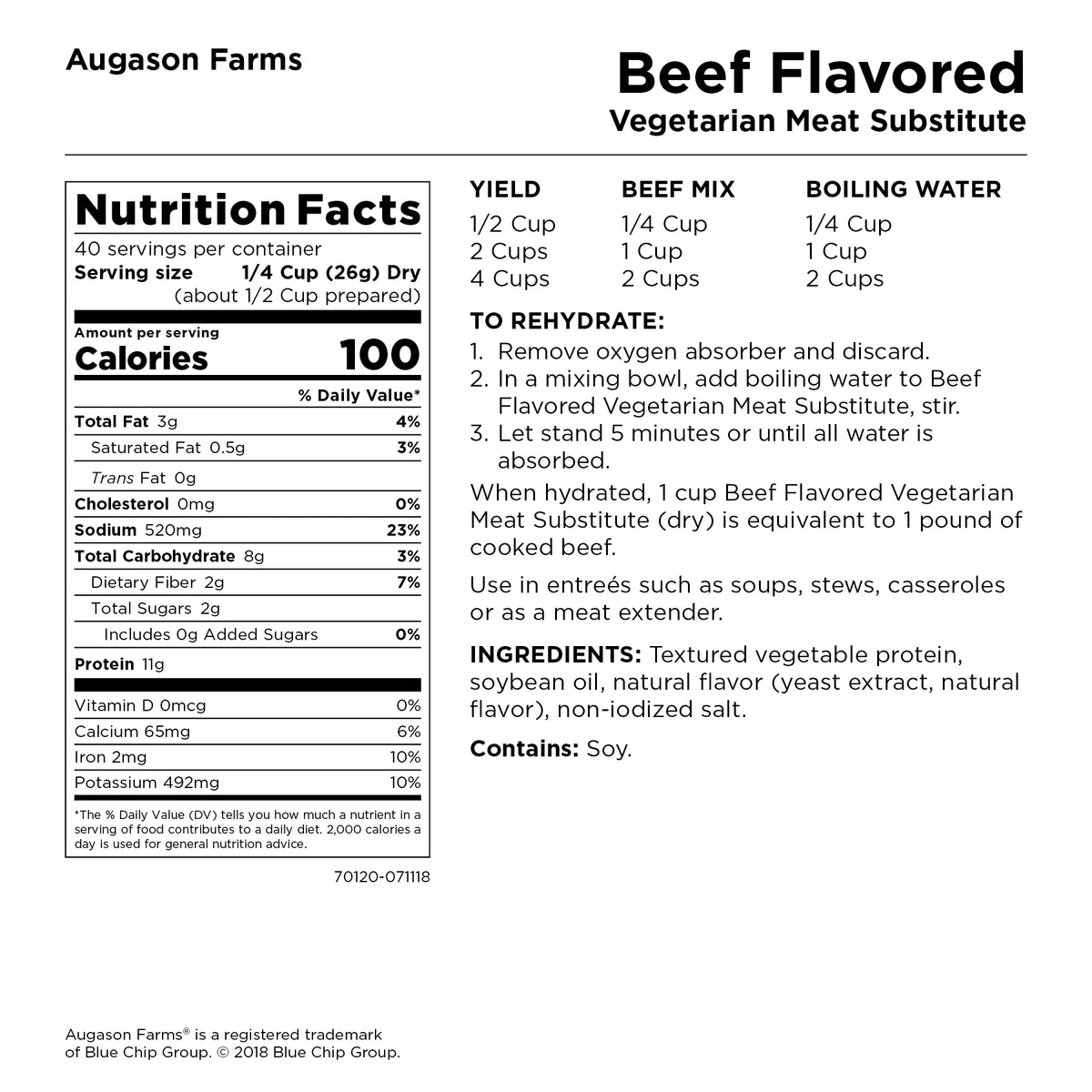 2 lbs 5 oz No. 10 Can Beef Flavored Vegetarian Meat Substitute Q359277