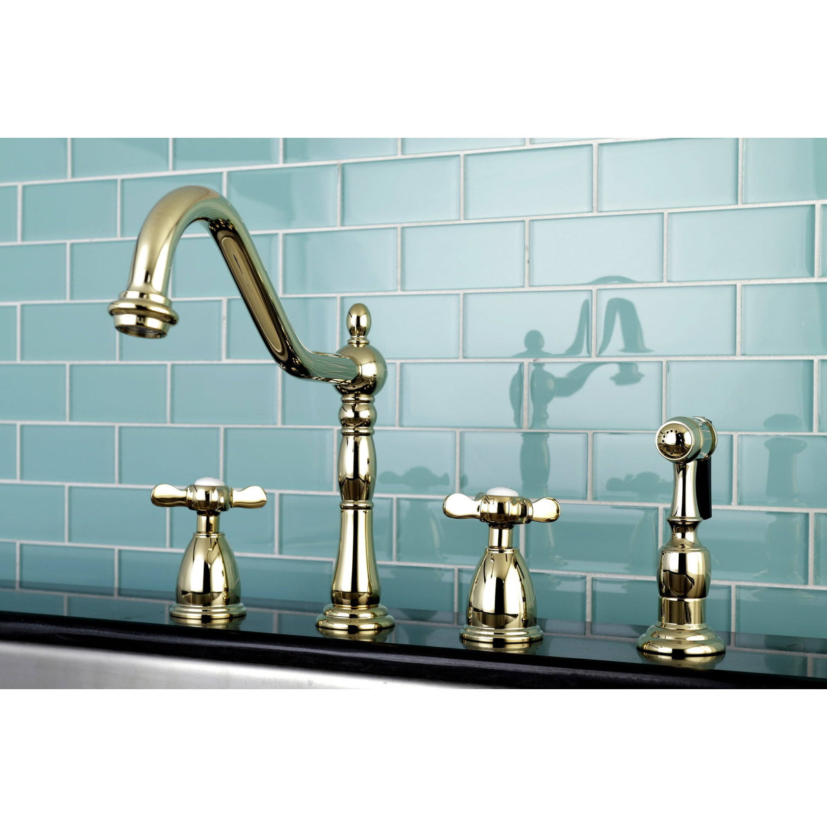 Silver Kitchen Faucet with Side Sprayer P464