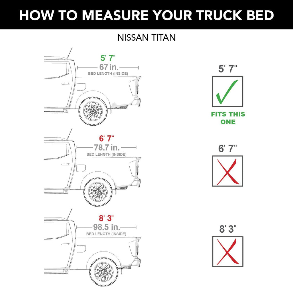 Soft Roll Up Truck Bed Tonneau Cover for Nissan Titan 5' 7" Bed G3340