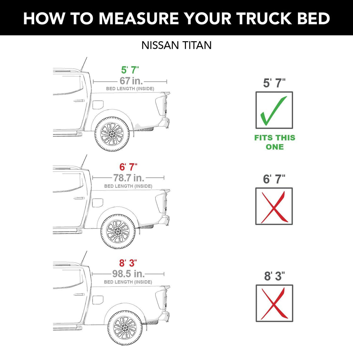 Soft Roll Up Truck Bed Tonneau Cover for Nissan Titan 5' 7" Bed G3340
