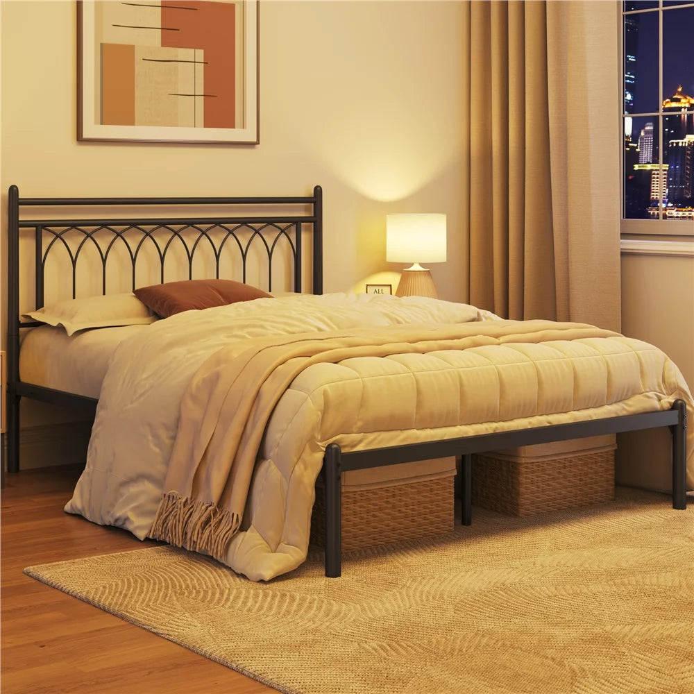 Queen Black Metal Bed Frame with Headboard Z62435