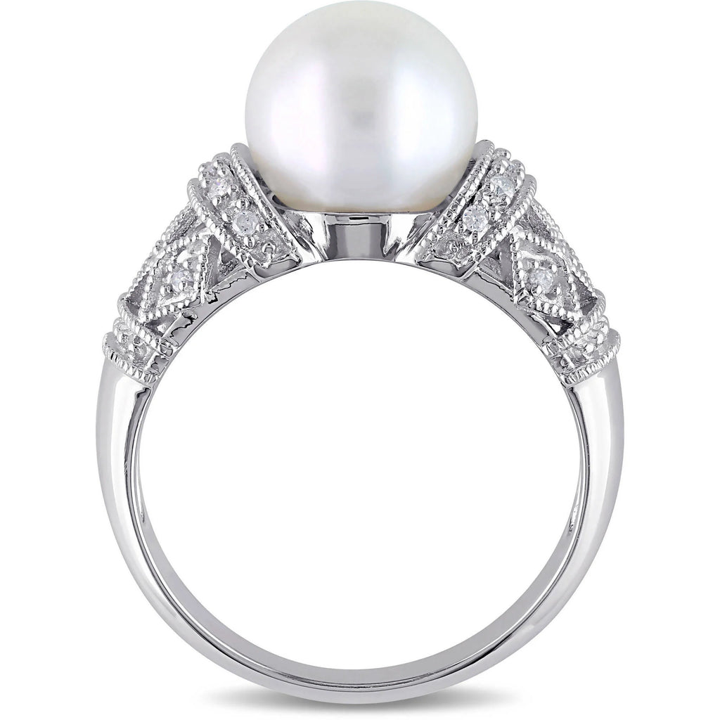 9-9.5mm White Cultured Freshwater Pearl Sterling Silver Cocktail Ring D8599