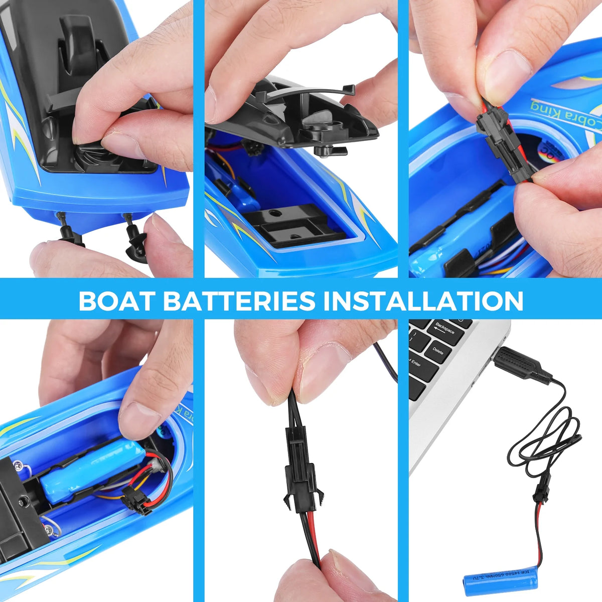 3 Pack 2.4 GHz RC Boat with 6 Rechargeable Batteries U510