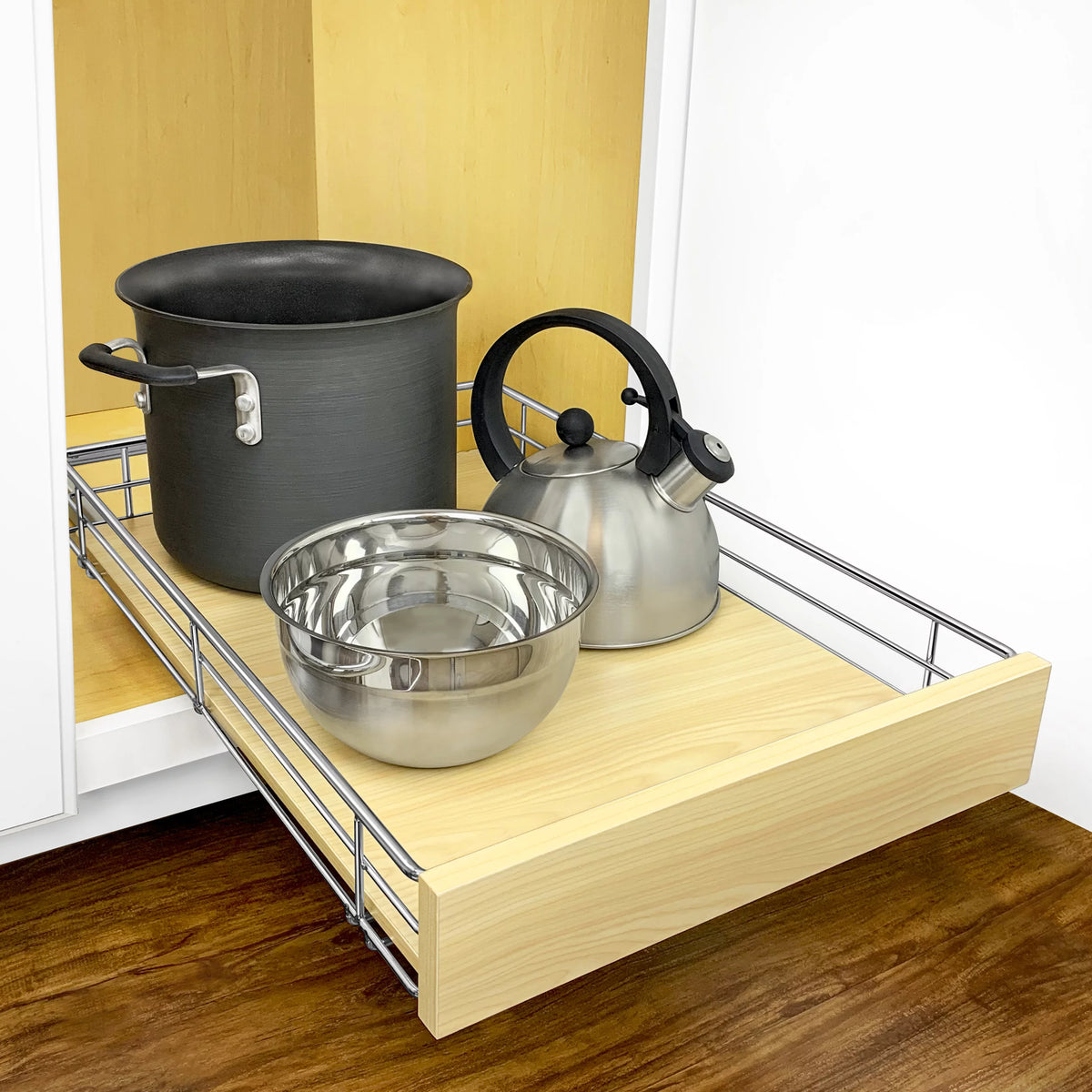 14"W x 21"D Chrome Pull Out Cabinet Organizer Z2643