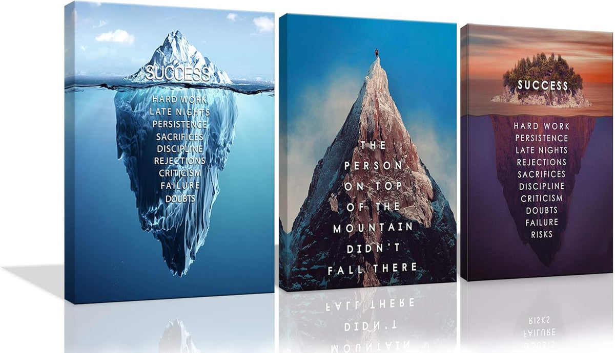 Inspirational Quote Canvas Wall Art 3 Panels 24x36x3 J76870