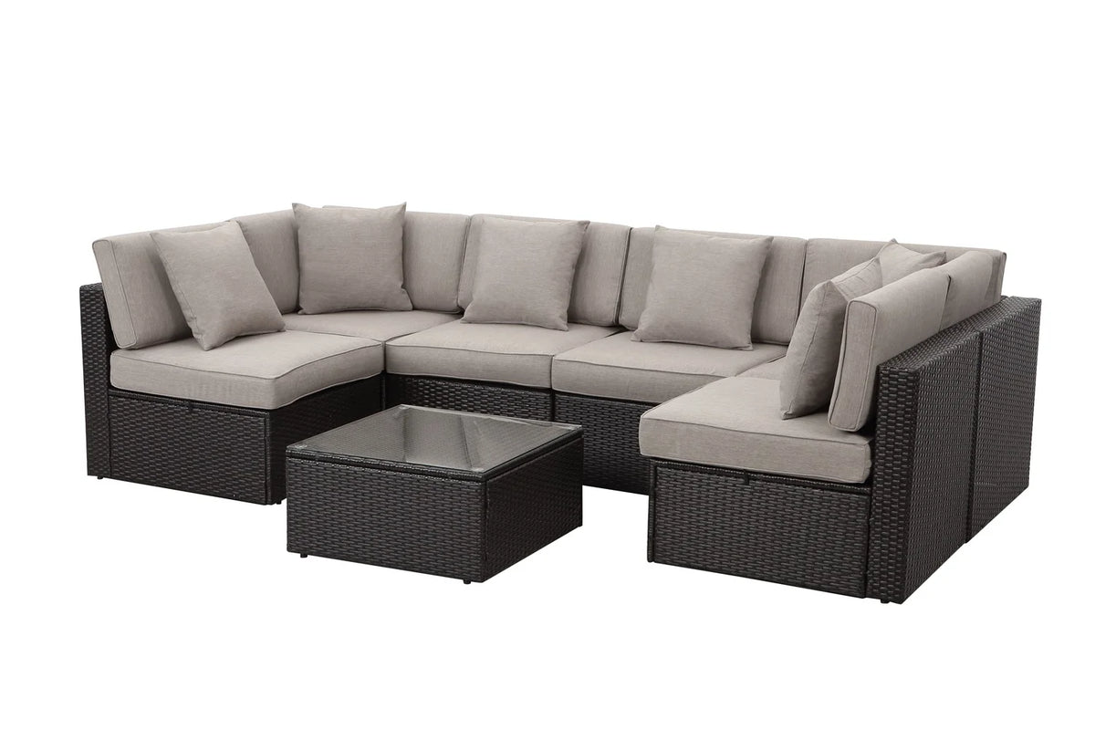 Tan Resin Wicker Modular Sectional G789