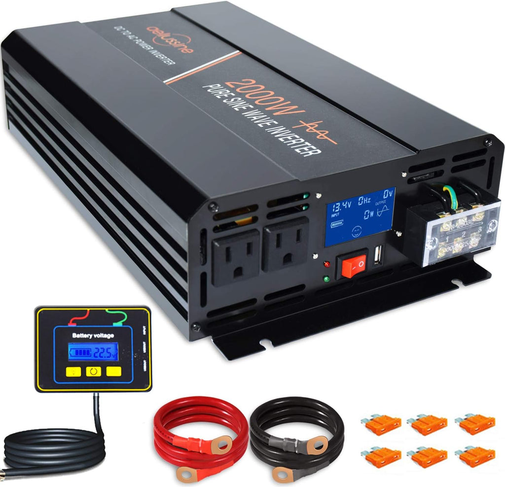 2000 Watt Pure Sine Wave Inverter 12v dc to ac 120v with LCD Display J5795