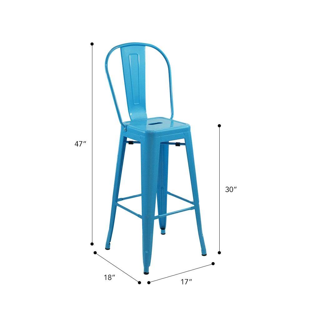 White Cafe Bar Stool with High Back W62998