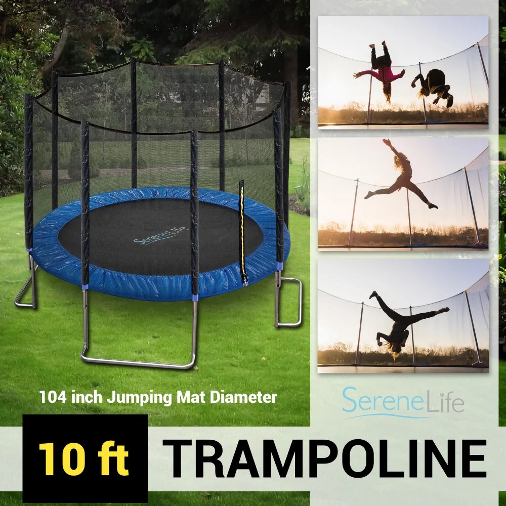 10 ft. Outdoor Trampoline with Safety Net Cage M8157