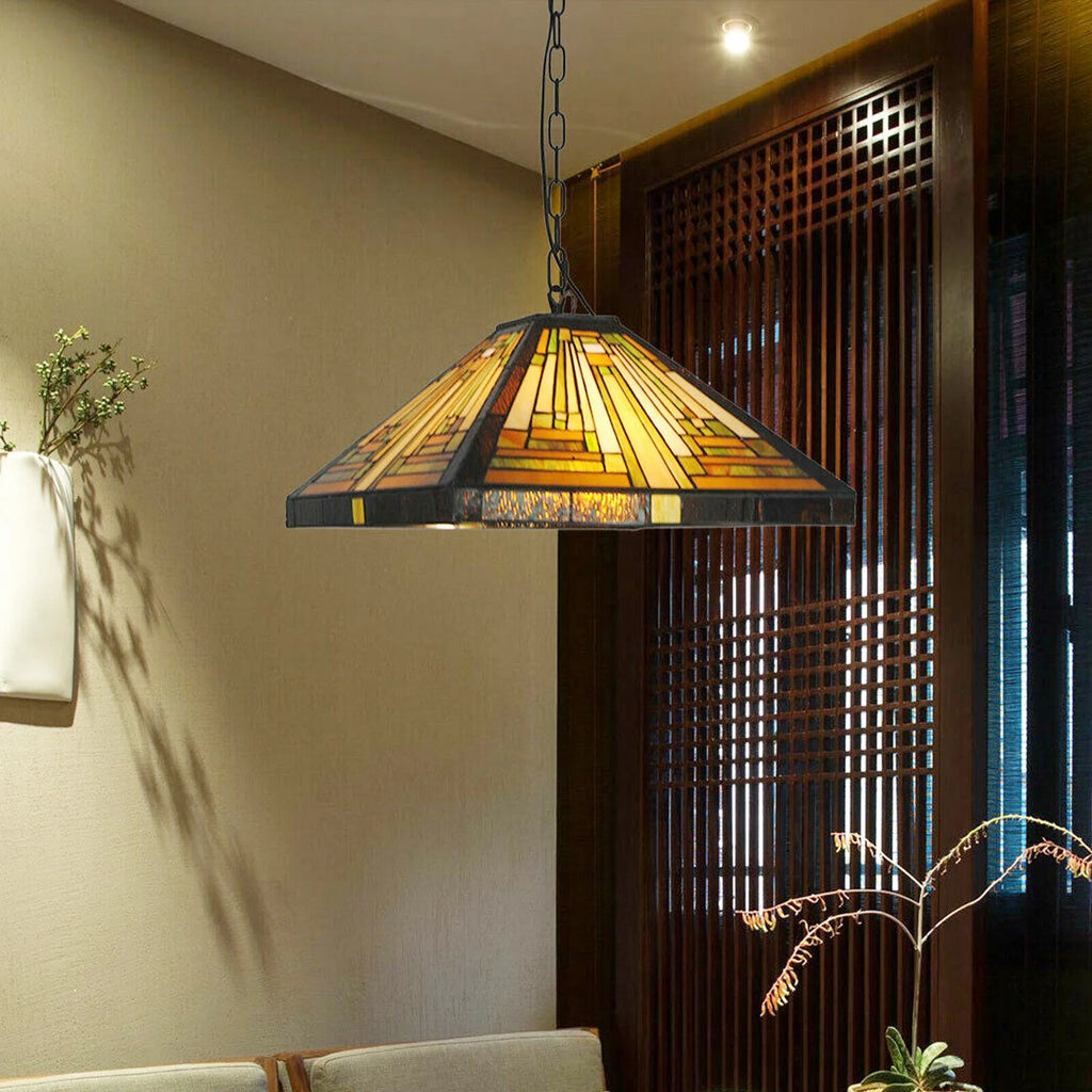 Vintage Stained Glass Pendant Lamp Ceiling Fixture G462742