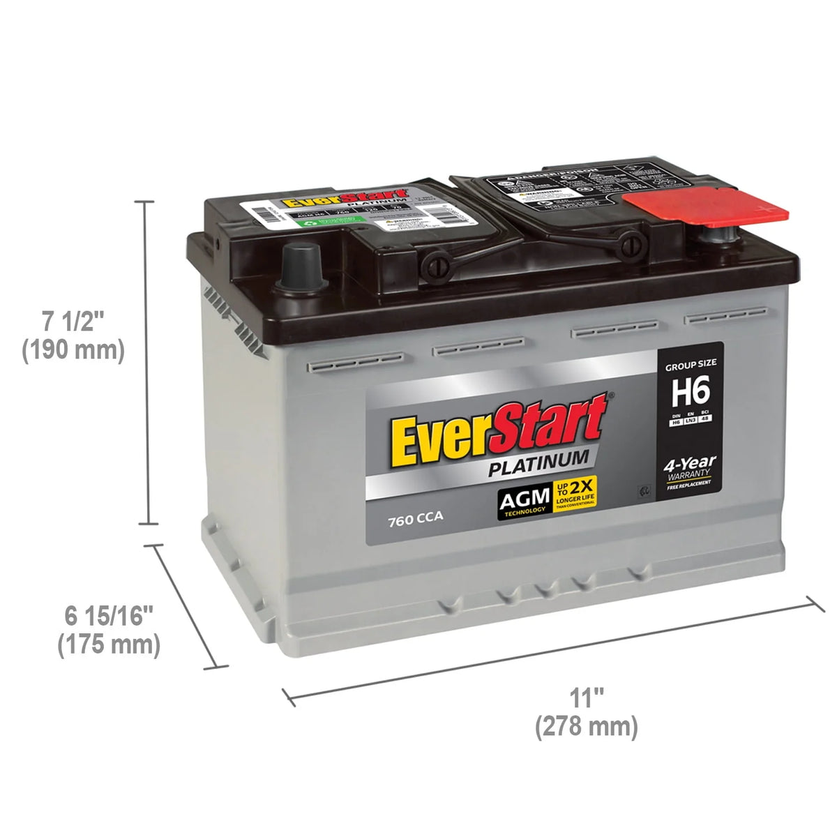AGM Automotive Battery Group Size H6 12 Volt 760 CCA H427