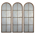 Antique Arch Windowpane Mirror with Metal Frame G703